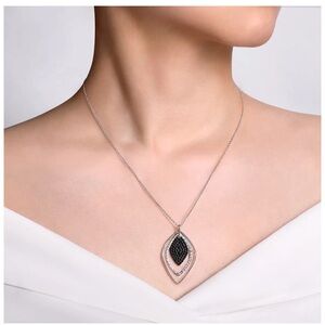 Gabriel & Co silver & Black Spinel necklace, 18” chain